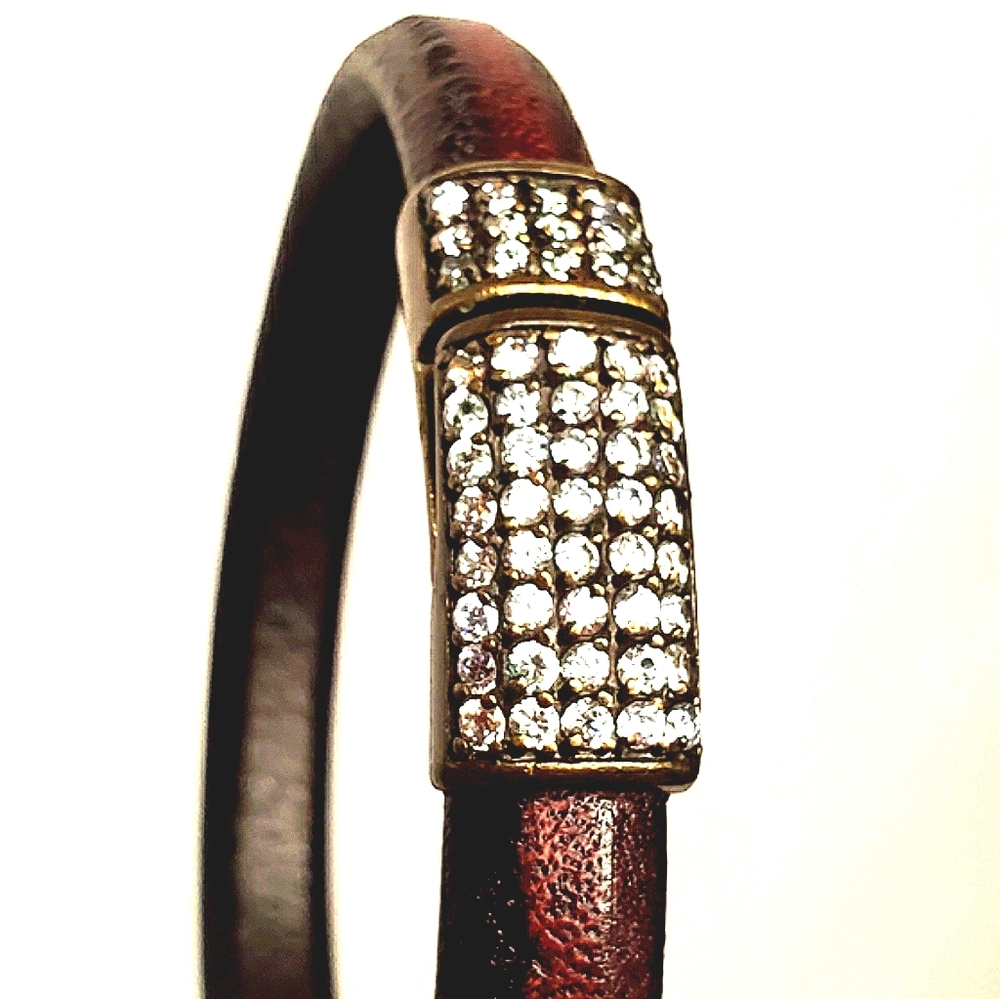 Men's Bracelet Brown Blackish Leather w/Strong Cla